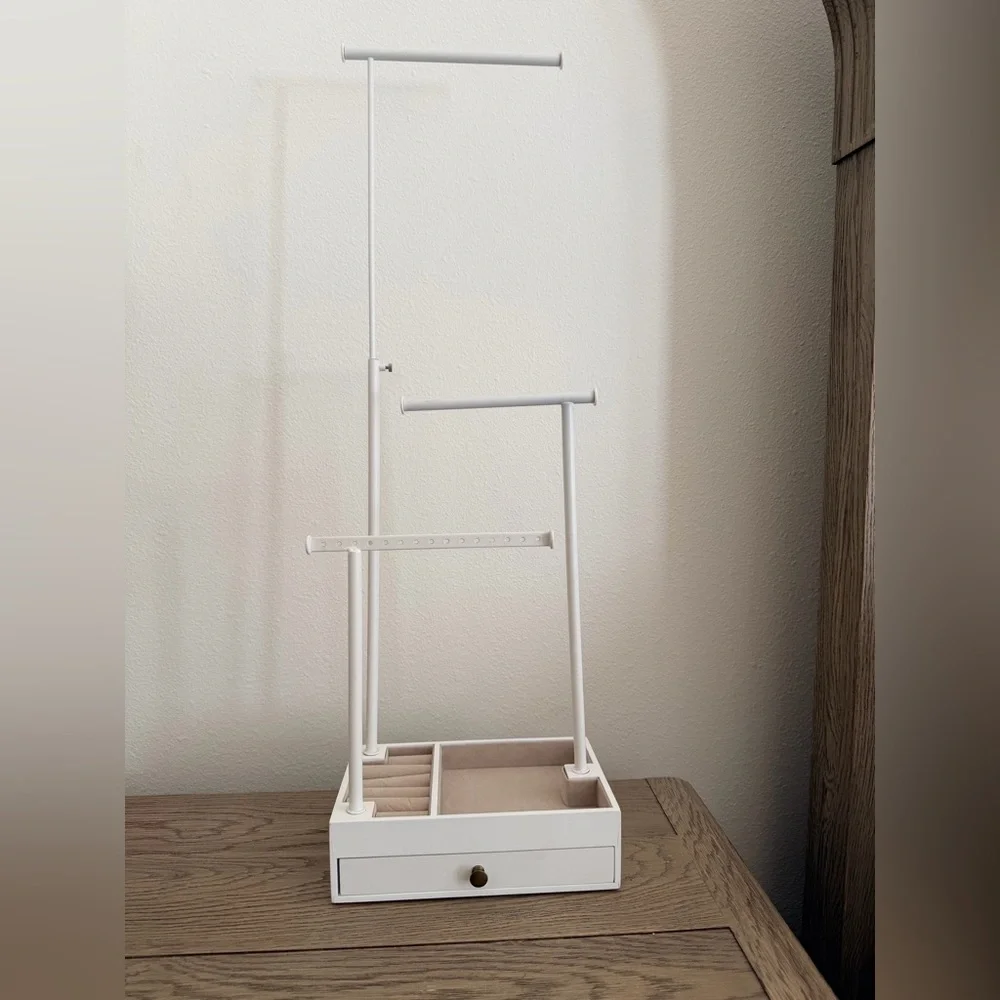White Tiered Jewelry Organizer with Drawer